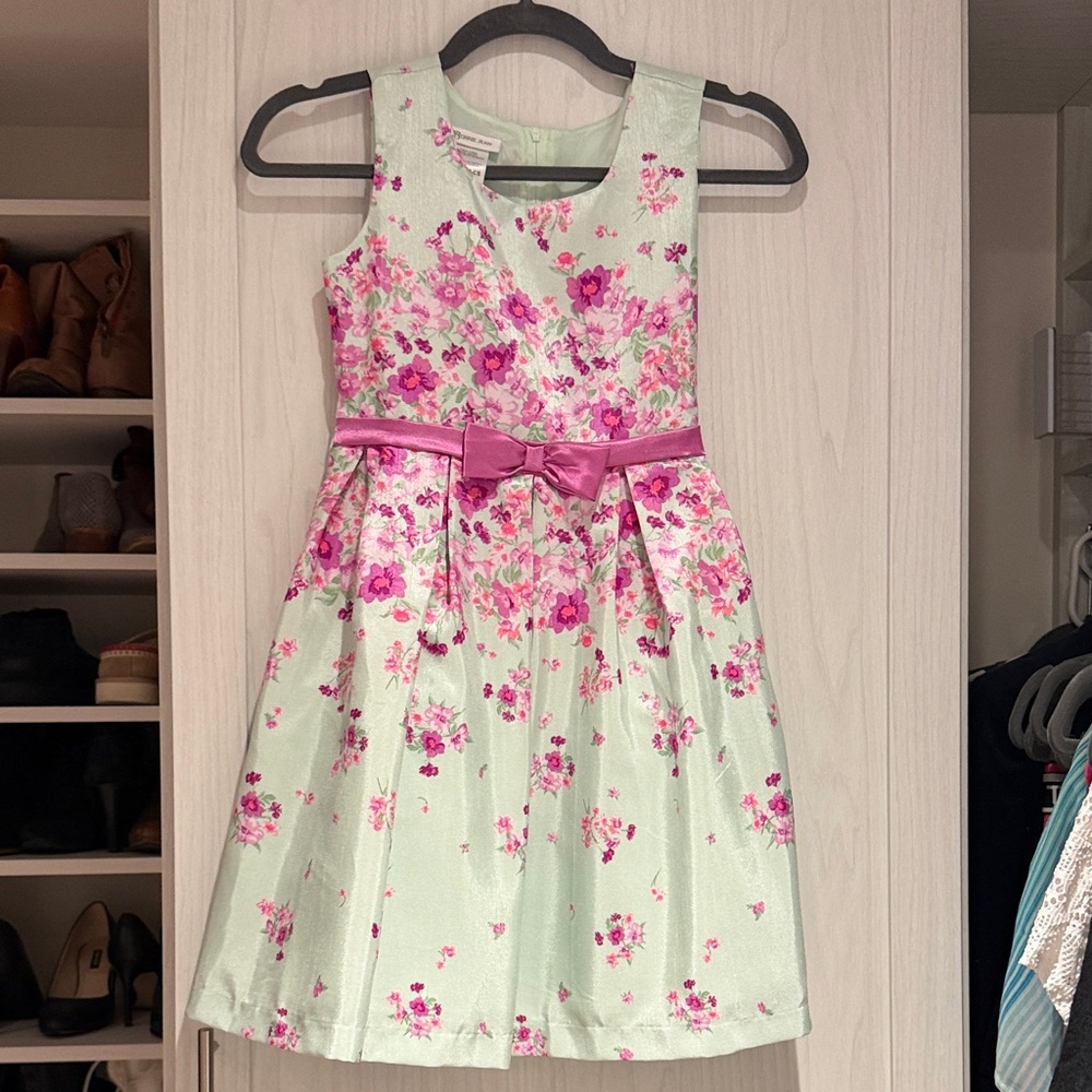 Bonnie Jean Pink and Green Floral Easter 🐣 Spring Dress